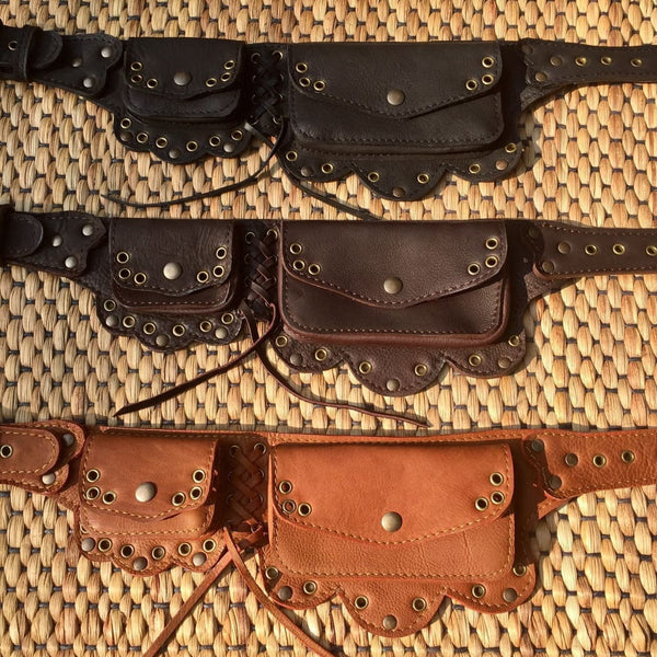 Festival Belt Bag Leather Utility Belt Steampunk Hip Purse LOTUS