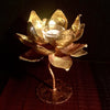 Gold Lotus Candle Holder | Thai Metal Flower Art | 10 Inch Pedestal-Thai Artist Collective