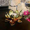 Gold Lotus Flower Candle Holder | Tea Light Metal Art | 5 Inch-Thai Artist Collective