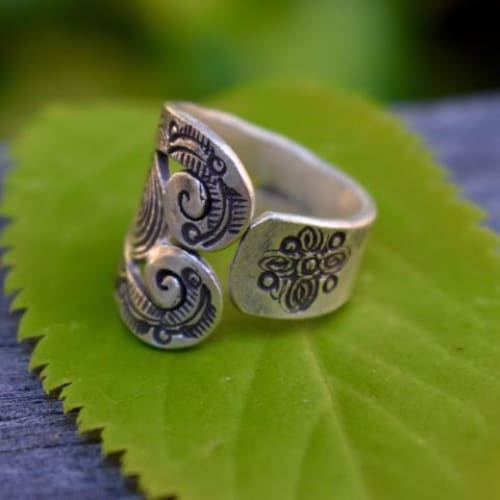 Hill Tribe Silver Ring Thai Karen Spiral Spoon Design