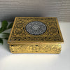 Thai Lacquerware Jewelry Box | Silver / Gold Leaf Lotus Flower | Handmade - Size S