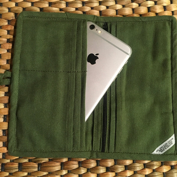 Olive Green Canvas Pocket Wallet 