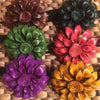 Leather Flower Hair Clip / Clamp | Dahila | Thai Handmade - Leather Flower Hair Clip