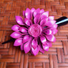 Leather Flower Hair Clip - Dahila - Handmade In Thailand - Leather Flower Hair Clip