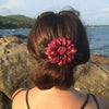Leather Flower Hair Clip - Dahila - Handmade in Thailand - Leather Flower Hair Clip