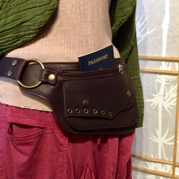 Leather Fanny Pack Waistbag Travel Utility Belt-brown-one Size