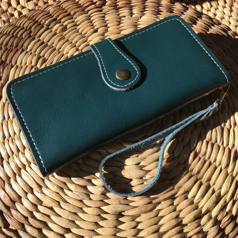 Leather Long Wallet Wristlet | Phone / Card Holder