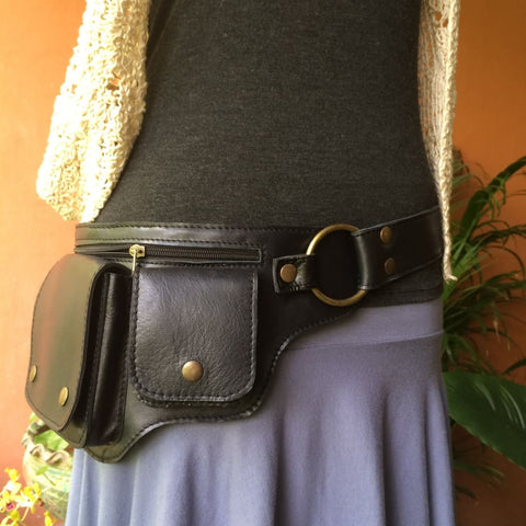 Leather Utility Belt Bag | Fanny Pack | Hip Purse | Pocket Belt- HIPSTER