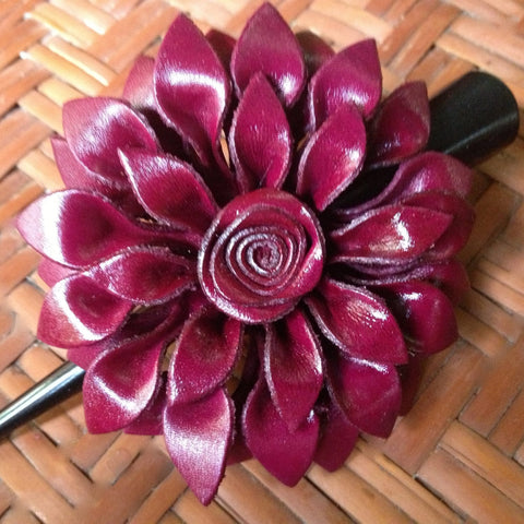 Leather Flower Hair Clips | Thai Artisan Handmade