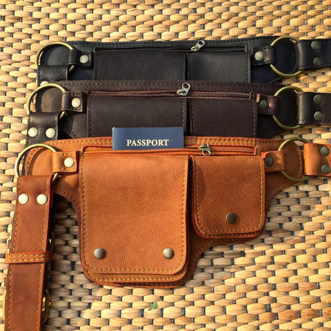 Leather Utility Belt | Pocket Hip Bag | Waist Pack