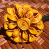 Leather Flower Hair Clip | Yellow Dahlia | Thai Handmade