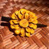 Leather Flower Hair Clip | Yellow Dahlia | Thai Handmade