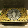 Thai Lacquerware Keepsake Box | Gold Leaf w/ Silver Mandala Flower | Handmade