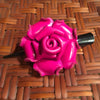 Leather Flower Hair Clip | Red / Pink Rose