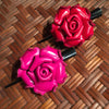 Leather Flower Hair Clip | Red / Pink Rose