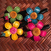 Flower Hair Clip | Leather Daisy & Butterfly w/ Jewel