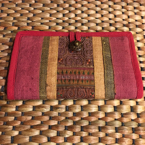 Hmong Hill Tribe Wallet | Upcycled Hmong Fabric | Hemp & Cotton