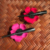 Leather Flower Hair Clip | Red / Pink Rose