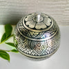 Thai lacquerware keepsake box silver floral ball