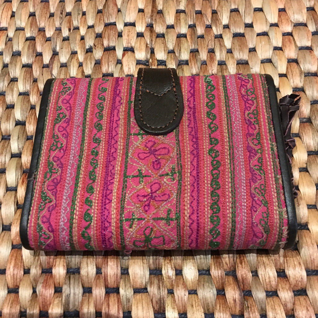 Hmong Hill Tribe Fabric w/ Leather Wallet