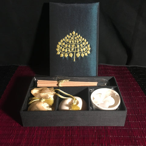 Incense Candle Gift Box Set | Tree of Life Thai Silk Box