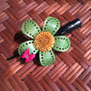 Flower Hair Clip | Leather Daisy & Butterfly w/ Jewel