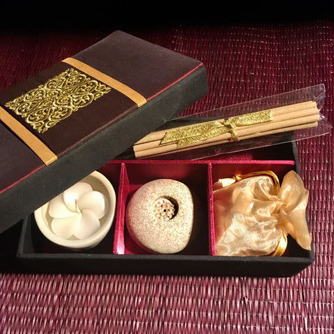 Candle | Thai Incense Gift Box Set | Red & Gold