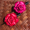 Leather Flower Hair Clip | Red / Pink Rose