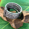 Hill Tribe Silver Ring - Thai Karen Multi Band w/ Bar