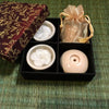 Thai incense candle gift box set in red with gold thread embroidery 