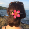 Flower Hair Clip | Leather Daisy & Butterfly w/ Jewel - Leather Flower Hair Clip