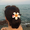 Flower Hair Clip / White Leather Daisy & Butterfly - Leather Flower Hair Clip