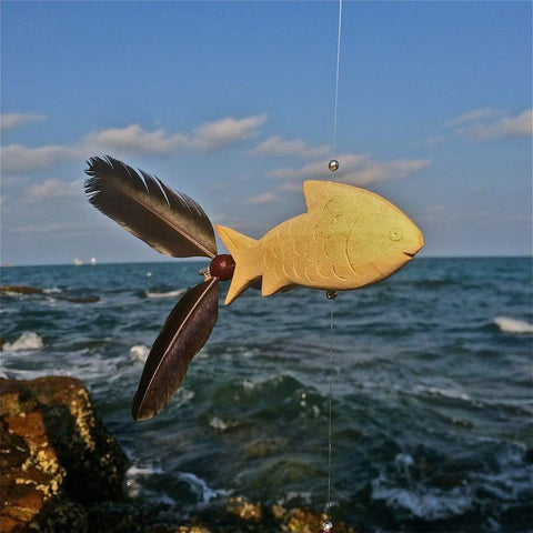 Flying Fish Wind Spinners Wood Mobile / Fly Fishing