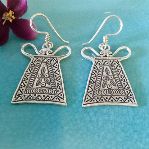 Hill Tribe Silver Earrings | Spirit Lock | Thai Karen 98.5% Silver