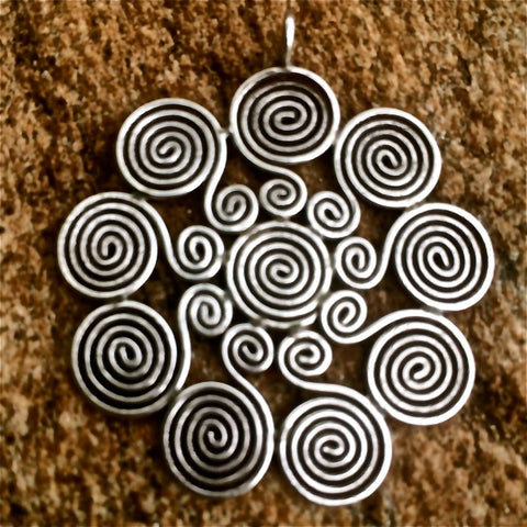 Hill Tribe Silver Pendant | Thai Karen | Spiral Design