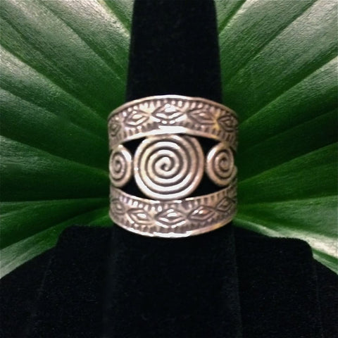 Hill Tribe Silver Ring - Thai Karen 3 Spiral Design 98.5 Silver