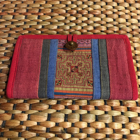 Hmong Hill Tribe Wallet | Upcycled Hmong Fabric | Hemp & Cotton
