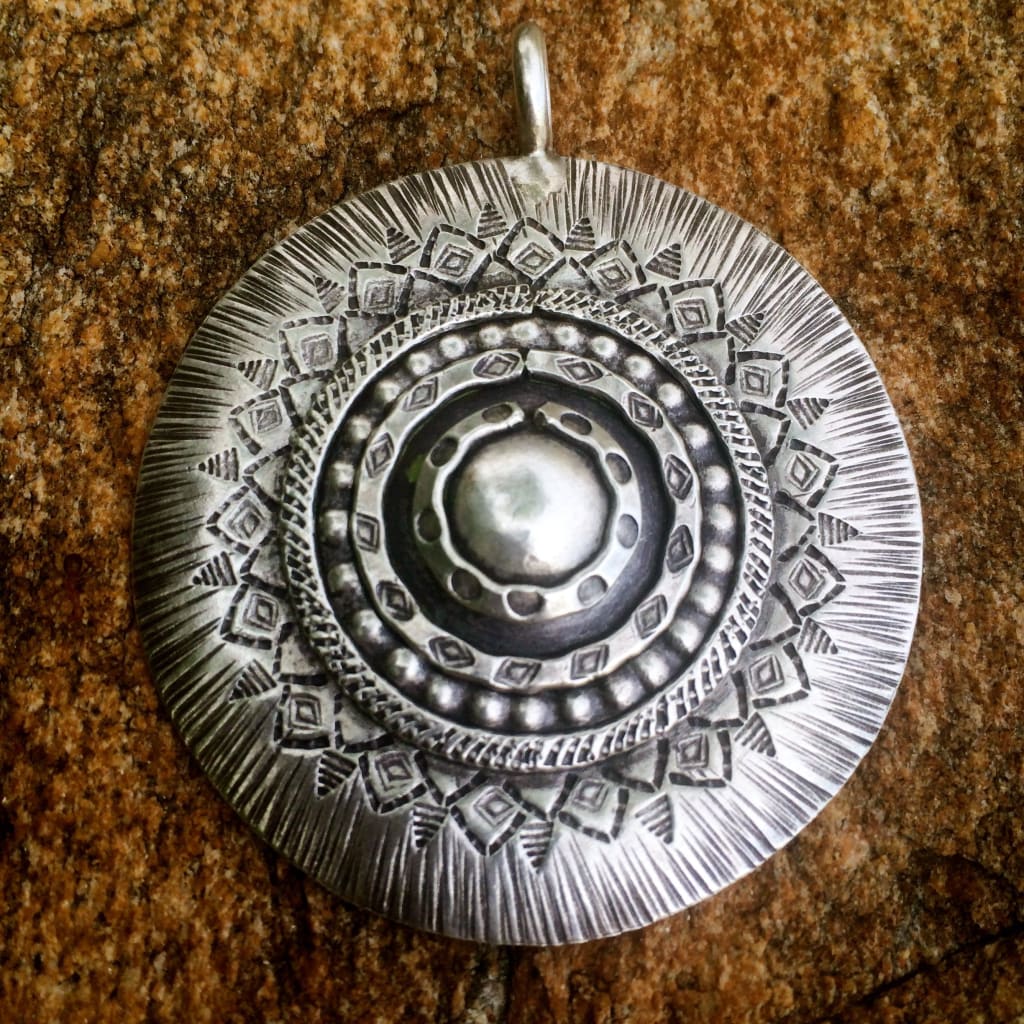 Karen Hill Tribe Silver Pendant | Mandala | Thai Handmade - Hill Tribe Silver Pendant