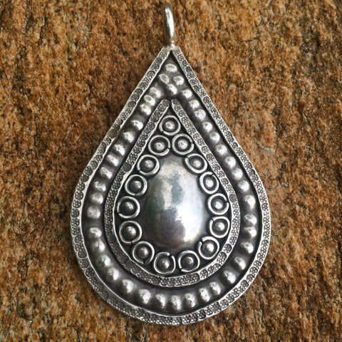 Karen Hill Tribe Silver Pendant | Thai Handmade | Raindrop