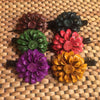 Leather Flower Hair Clip / Clamp | Dahila | Thai Handmade - Chocolate Brown - Leather Flower Hair Clip