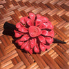 Leather Flower Hair Clip / Clamp | Dahila | Thai Handmade - Coral Pink - Leather Flower Hair Clip