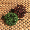 Leather Flower Hair Clip / Clamp | Dahila | Thai Handmade - Grass Green - Leather Flower Hair Clip