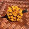 Leather Flower Hair Clip / Clamp | Dahila | Thai Handmade - Sunshine Yellow - Leather Flower Hair Clip