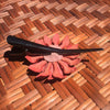 Leather Flower Hair Clip | Coral Pink Dahlia | Thai Handmade - Coral Pink - Leather Flower Hair Clip