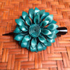 Leather Flower Hair Clip - Dahila - Handmade In Thailand - Leather Flower Hair Clip