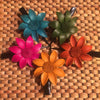 Leather Flower Hair Clip | Thai Handmade Daisy | Alligator Clamp - Leather Flower Hair Clip