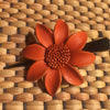 Leather Flower Hair Clip | Thai Handmade Daisy | Alligator Clamp - Leather Flower Hair Clip