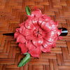 Leather Hair Clip | Gardenia Flower | Coral Pink - Leather Flower Hair Clip