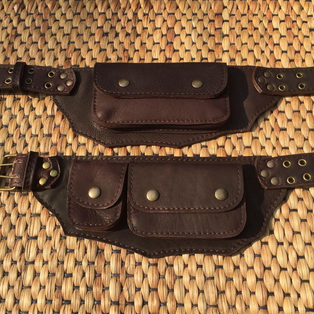 Leather Utility Belt Festival Hip Belt Travel Pocket Belt 