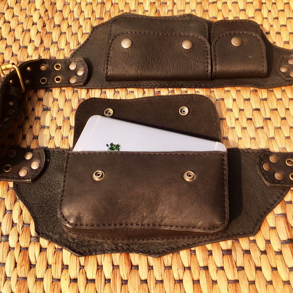 Steampunk Belt 13 Pocket ~ Mishu ~ Hip belt , Pocket belt , Utility belt ,  Bandolier , Hip bag , Festival belt